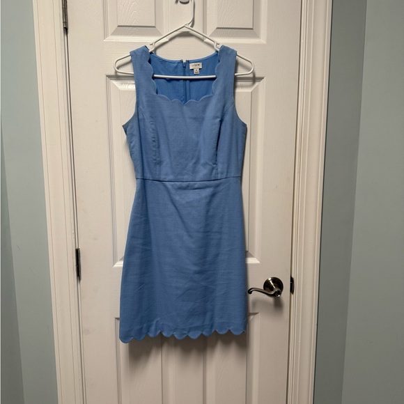 J. Crew Light Blue Sleeveless Scallop Hem Dress - Picture 1 of 3